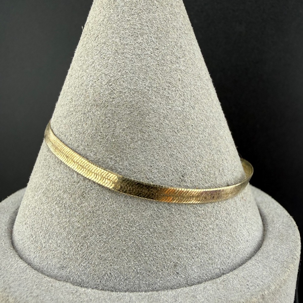 Milor Italy Herringbone Bracelet Vermeil Sterling Silver Flat Snake Chain 7